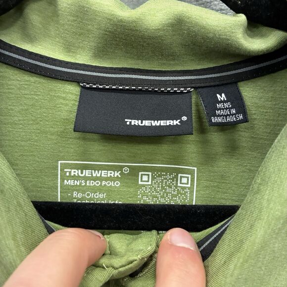 Truewerk Edo Shirt Mens M Green Short Sleeve Polo Performance Stretch Golf Rugby - Picture 2 of 5